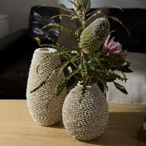 FLORERO CREMA CON TEXTURA L 15.75"